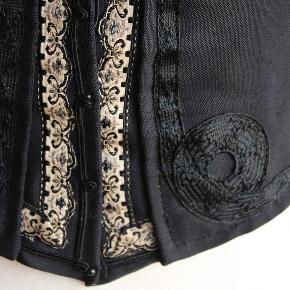 Vintage Antique 1800s Womens Victorian Jacket, Large Size Black Silk Edwardian - Picture 2 of 10
